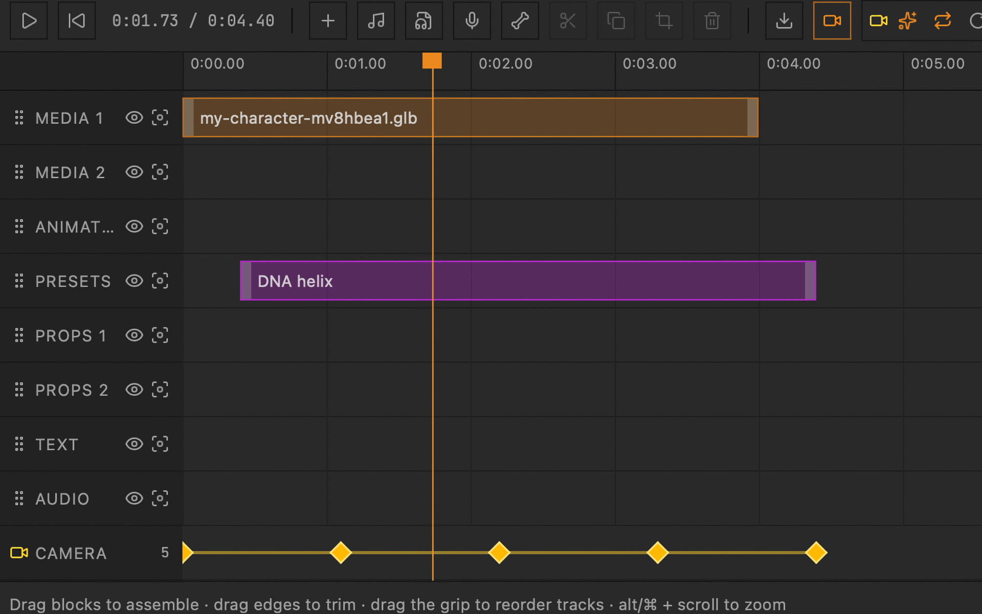 Animation timeline screenshot